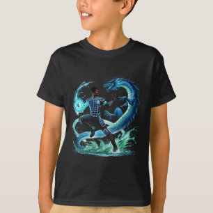 Fantasy Dragon African American Black Man Superher T Shirt