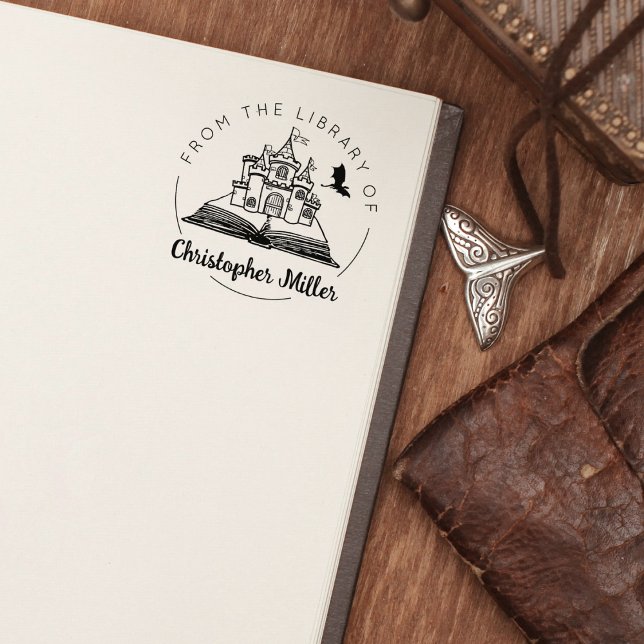 Fantasy Dragon Castle från Bibliotek av, Bok Stämpel (Skapare uppladdad)