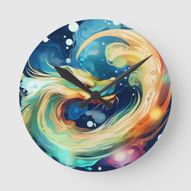 Fantasy Dragon Dream Animal 12 Rund Klocka (Framsida)