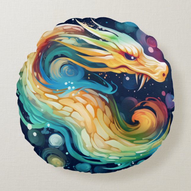 Fantasy Dragon Dream Animal 2 Rund Kudde (Framsidan)