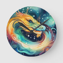 Fantasy Dragon Dream Animal 3 Rund Klocka