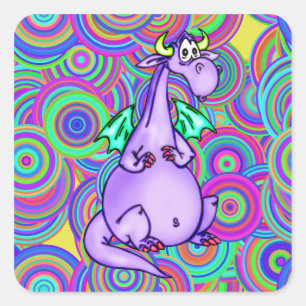 Fantasy Dragon Fyrkantigt Klistermärke