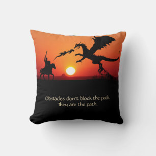 Fantasy Dragon Knight Inspirational Motivational Kudde