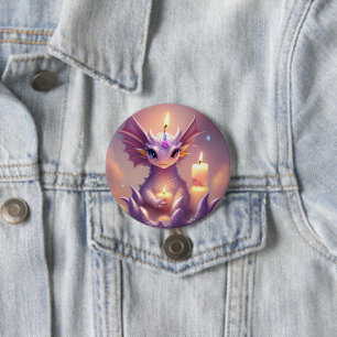 Fantasy Dragon med Birthday Candles Knapp