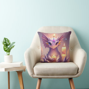 Fantasy Dragon med Birthday Candles Kudde