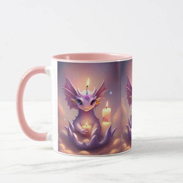 Fantasy Dragon med Birthday Candles Mugg (Vänster)