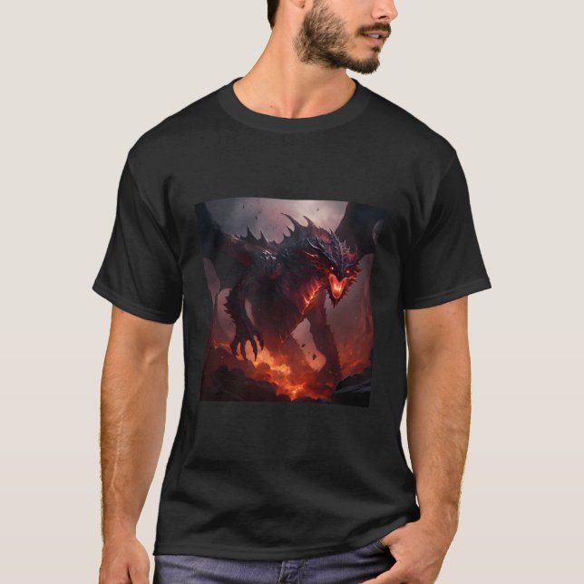 Fantasy Dragon Medieval Gaming Mystical Fire Creat T Shirt (Framsida)