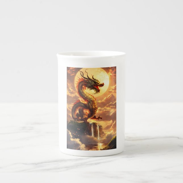 "Fantasy Dragon Mugg - Mythical Creature Coffee Ko Benporslin Mugg (Framsidan)