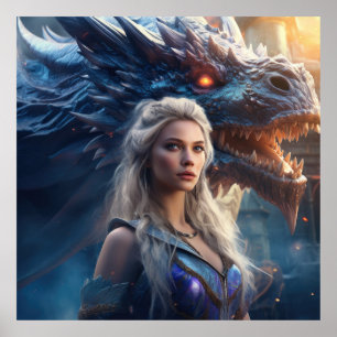 Fantasy Dragon Queen - Epic Warrior Woman and Drag Poster