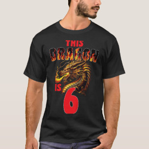 Fantasy Dragon Theme För barn Turning 6 Birthday T Shirt