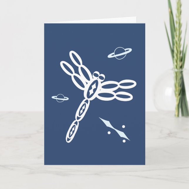Fantasy Dragonfly and OuterSpace Rift, blue, white Kort (Framsida)
