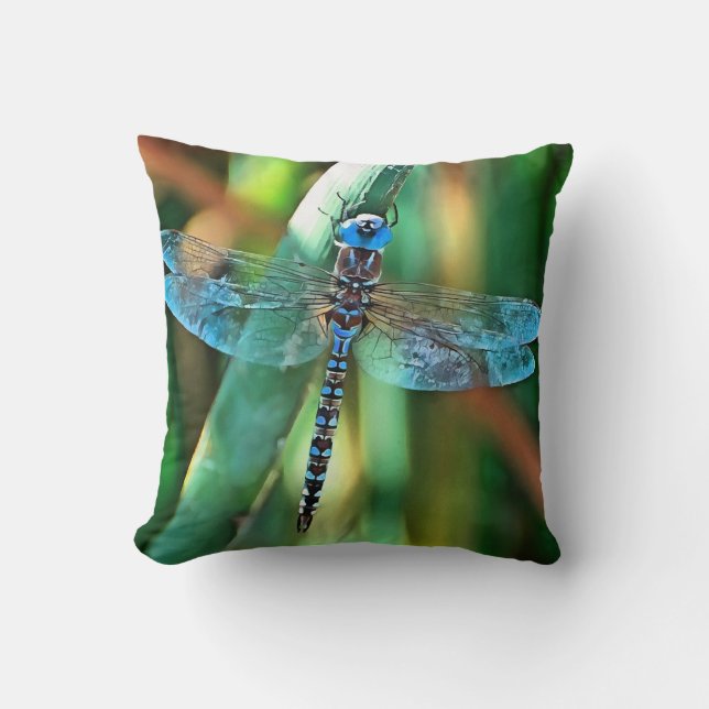 Fantasy Dragonfly in Turquise and Black Kudde (Framsida)