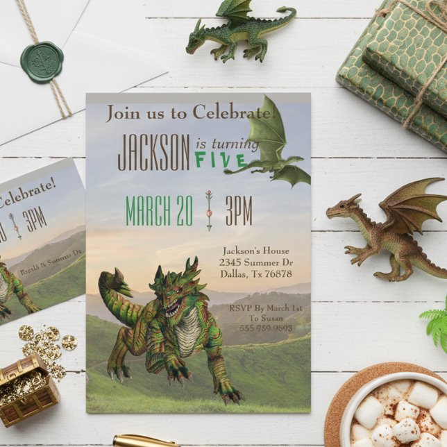 Fantasy Drak Magi Orm Födelsedagsfest Inbjudningar (Skapare uppladdad)