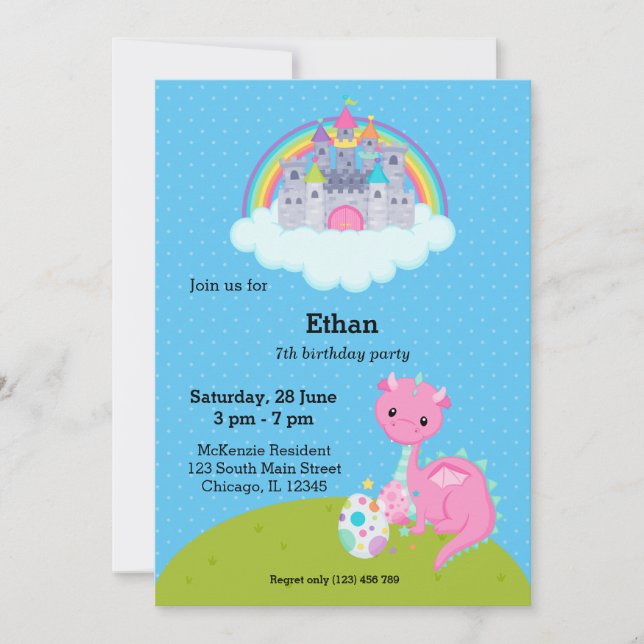 Fantasy Drakbarnkalas Inbjudningar (Framsida)