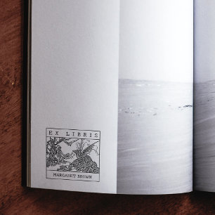 Fantasy-drake, vintage skräddarsydd Ex Libris-bok Stämpel