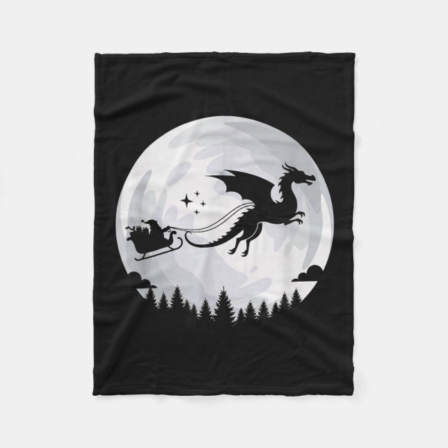 Fantasy Drakmånens släde, Tomte Drags Av Drake Fleecefilt (Framsidan)