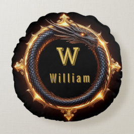 ✨ Fantasy Drakon Anpassad Namn Ring Rund Kudde