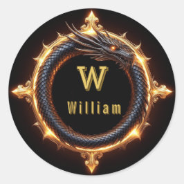 ✨ Fantasy Drakon Anpassad Namn Ring Runt Klistermärke
