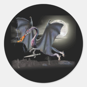 Fantasy drakon runt klistermärke