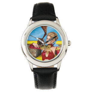 Fantasy Drakprinsessa Digital Konst Armbandsur