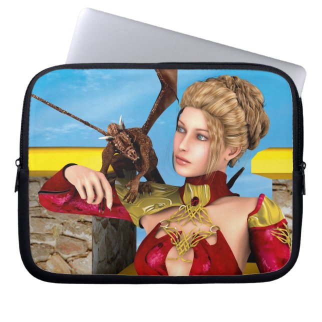 Fantasy Drakprinsessa Digital Konst Laptop Fodral (Framsidan)