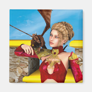 Fantasy Drakprinsessa Digital konst Magnet