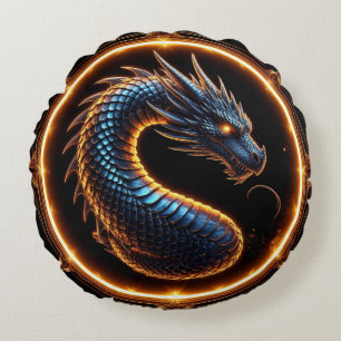 ✨ Fantasy Drakrygg Ringram Emblem ✨ Rund Kudde