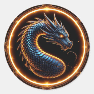 ✨ Fantasy Drakrygg Ringram Emblem ✨ Runt Klistermärke