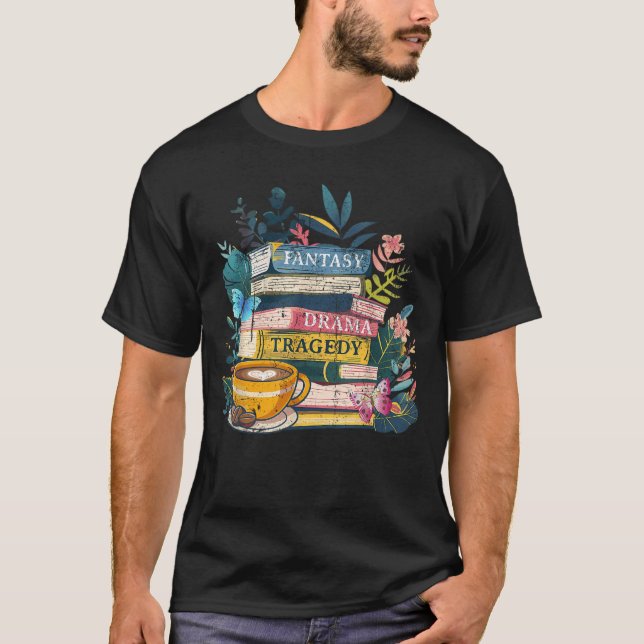 Fantasy Dramaragedy Böcker Subtilt roligt T Shirt (Framsida)