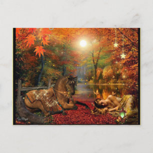 Fantasy Dreaming Girl and Horse Vykort