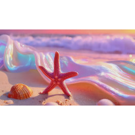Fantasy Drömstrand Med Vacker Rosa Sjöstjärna Pappersservett