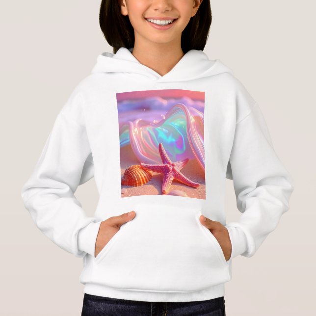 Fantasy Drömstrand Med Vacker Rosa Sjöstjärna  T Shirt (Framsida)