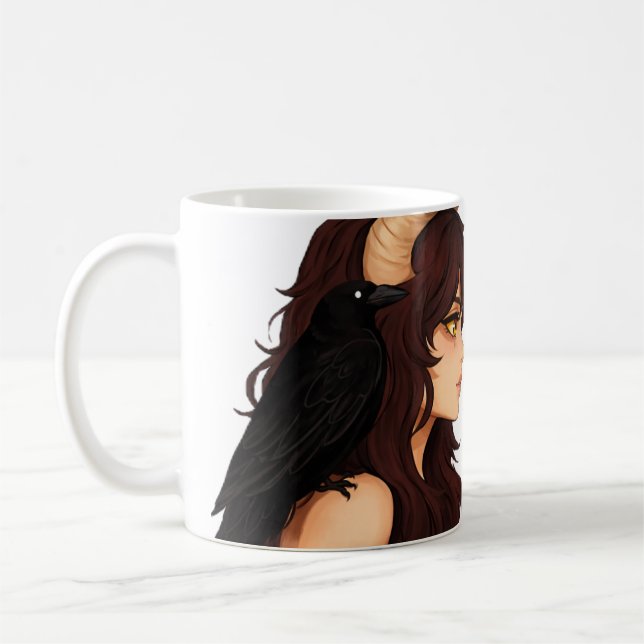 Fantasy Duo Art Mug – Horned Goddess & Elf Girl Il Kaffemugg (Vänster)