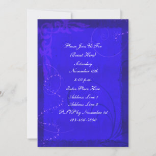 Fantasy Electric Blue Swirl Design Party Inbjudningar