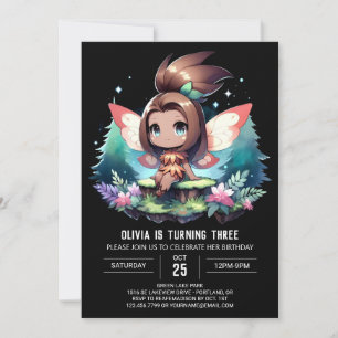 Fantasy Elegant Fairy Birthday Inbjudningar