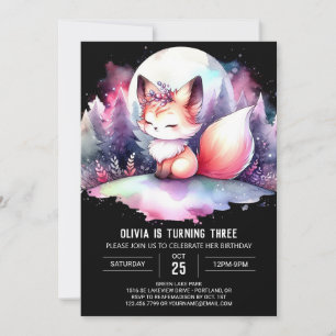 Fantasy Elegant Fox Birthday digital Inbjudningar