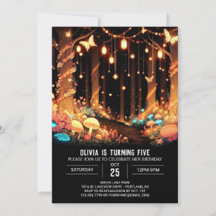 Fantasy Elegant Woodland Digital Birthday Inbjudningar