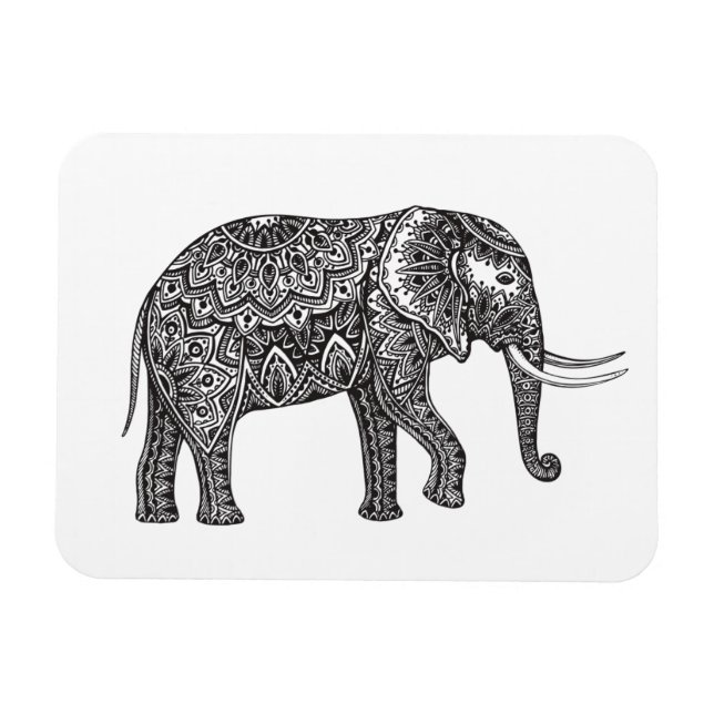 Fantasy Elephant Doodle Magnet (Horisontell)