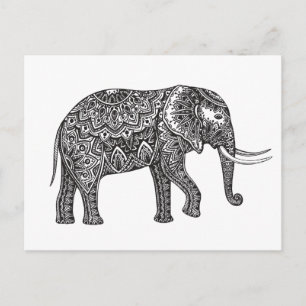 Fantasy Elephant Doodle Vykort