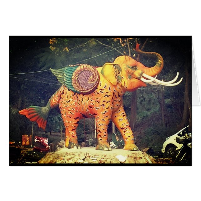 Fantasy Elephant Statue in Chiang Mai, Thailand Hälsningskort (Framsidan Horizontal)