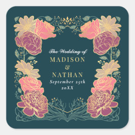 Fantasy Enchanted Blommigt Garden Wedding Fyrkantigt Klistermärke