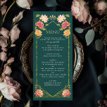 Fantasy Enchanted Blommigt Garden Wedding Meny<br><div class="desc">Elegant,  vismisk,  Fantasy Enchanted Blommigt Garden bröllopsdesignen perfekt för antingen ett förtrollat skogstemat firande. Den här designen har blommigt inslag i ram i grönt löv och guld accents. Matcha objekt i vår butik för ett helt tema i party.</div>