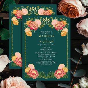 Fantasy Enchanted Blommigt Garden Wedding Program