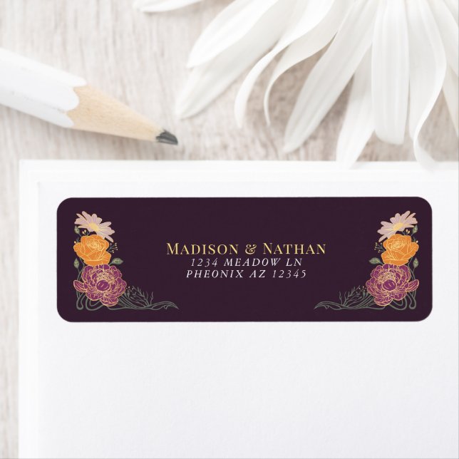 Fantasy Enchanted Blommigt Garden Wedding Returadress Etikett (Insitu)