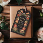 Fantasy Enchanted Blommigt Garden Wedding Tack Presentetikett<br><div class="desc">Elegant,  vismisk,  Fantasy Enchanted Blommigt Garden bröllopsdesignen perfekt för antingen ett förtrollat skogstemat firande. Den här designen har blommigt inslag i ram i grönt löv och guld accents. Matcha objekt i vår butik för ett komplett party-tema</div>