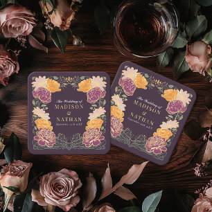 Fantasy Enchanted Blommigt Garden Wedding Underlägg Papper Kvadrat