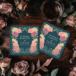 Fantasy Enchanted Blommigt Garden Wedding Underlägg Papper Kvadrat<br><div class="desc">Elegant,  vismisk,  Fantasy Enchanted Blommigt Garden bröllopsdesignen perfekt för antingen ett förtrollat skogstemat firande. Den här designen har blommigt inslag i ram i grönt löv och guld accents. Matcha objekt i vår butik för ett helt tema i party.</div>