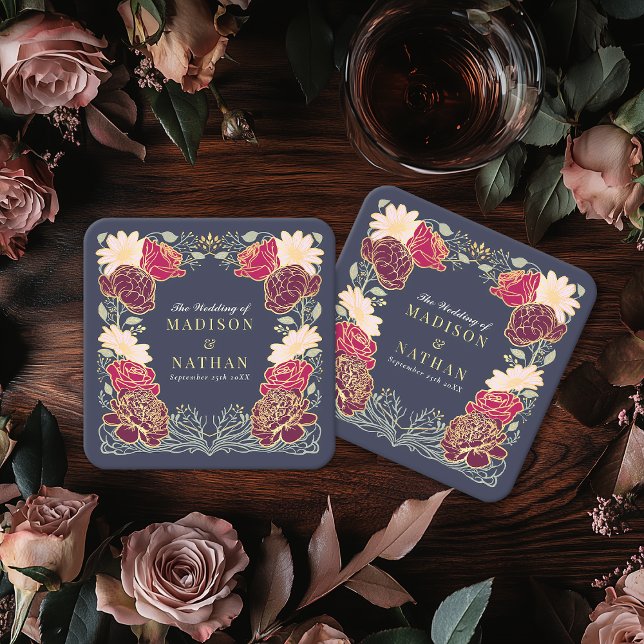 Fantasy Enchanted Blommigt Garden Wedding Underlägg Papper Kvadrat (Skapare uppladdad)