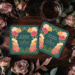 Fantasy Enchanted Blommigt Garden Wedding Underlägg Papper Kvadrat<br><div class="desc">Elegant,  vismisk,  Fantasy Enchanted Blommigt Garden bröllopsdesignen perfekt för antingen ett förtrollat skogstemat firande. Den här designen har blommigt inslag i ram i grönt löv och guld accents. Matcha objekt i vår butik för ett helt tema i party.</div>