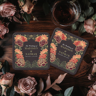 Fantasy Enchanted Blommigt Garden Wedding Underlägg Papper Kvadrat